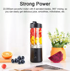 Portable Blender Cup USB Electric Fruit Juicer Rechargeable for Outdoor Sports Travel Camping - Black